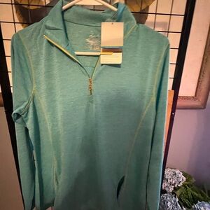 Green Long Sleeve Polo Sweatshirt Relaxed Fit